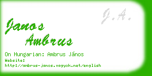janos ambrus business card